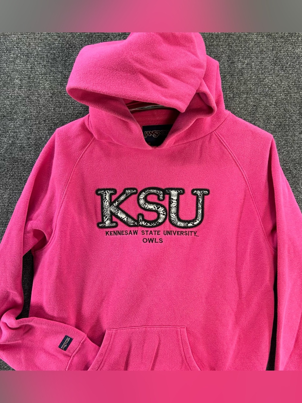 Vtg Kennesaw State Univ Owls Hoodie Sweatshirt Womens Large Pink NCAA Jansport